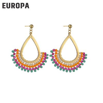 China CLASSIC French Women's Pearl Rice Color Tassel Design Retro Water Drop Earrings Fashion Earrings for sale