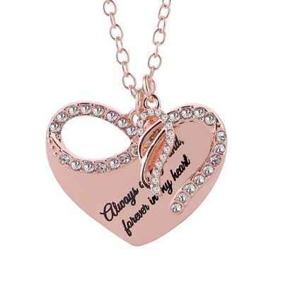 China CLASSIC Angel Wings Like Diamond Inlaid Letters In Stock Heart Stainless Steel Number Necklace Necklace With Names for sale