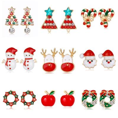 China New FASHIONABLE Christmas Ornaments Christmas Tree Santa Claus Snowman Bell Earrings Christmas Ornaments for sale