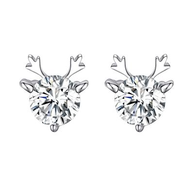 China 925 FASHIONABLE Pure Silver Femininity Korean Mini Ear Stud Simple and Small Deer Christmas Main Earrings for sale