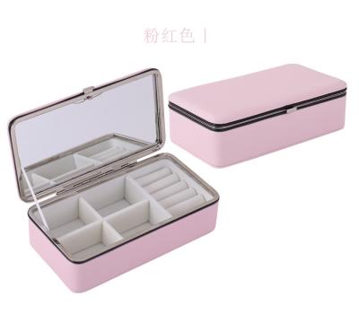 China Portable Leather Jewelry Earring Box PU Necklace Box Travel Jewelry Organizer for sale