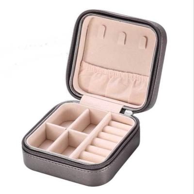 China Jewelry Packaging For Birthday Multifunctional Small Pink Small Pink PU Jewelry Gift Box Rings Earrings Necklace Travel Leather Case for sale