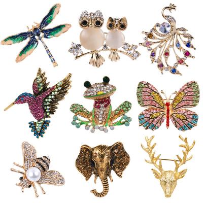 China New Owl Brooch Dragonfly Frog Brooch ALLOY Butterfly Enamel Pin Peacock Pin Animal Clothing Accessories for sale