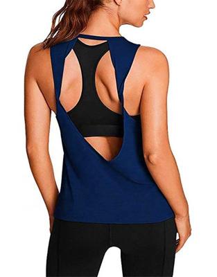 China Cute Breathable Womens Workout Tops Backless Yoga Shirts Gym Clothes Running Tank Tops for sale