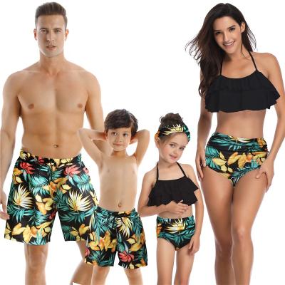 China New Family Parent Child Bathing Suit Beach Swimwear Pants Woman Kids Bikini Breathable Swimwear for sale