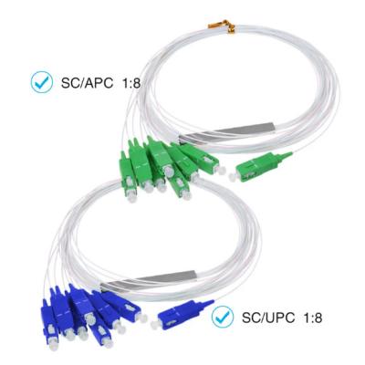 China Telecom Communication FTTH G657A1 1x16 Fiber Optic PLC Splitter Stainless Steel Tube Cable 2way 4way 8 16 Way SC APC UPC Connector Mini Fiber Splitter for sale