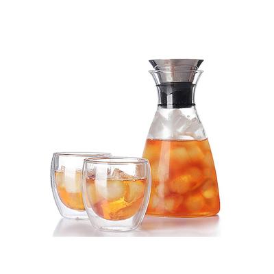 China Sustainable Coffee High Borosilicate Glass Cold Water Bottles Commonly Used For Kitchen Tables for sale