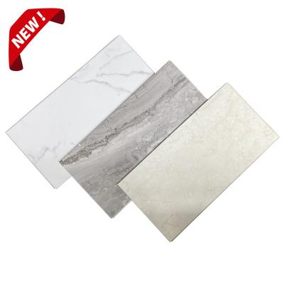 China 24x12 Waterproof Wear Resistant Anti-Slip White Marble Marble Flooring Tiles Vinyl Flooring High Glossy PVC Floor Tile for sale