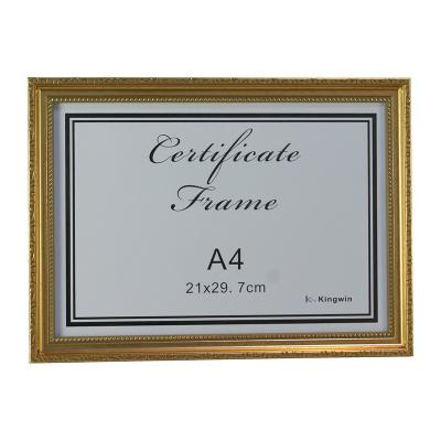 China Gold Plastic Certificate Frame A4 Bulletin Board Frame Plastic Diploma Frame for sale