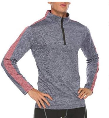 China OEM 95% Polyester 5% Spandex Long Sleeve Anti-Shrink T-shirt Quarter Zip Running Shirt for sale