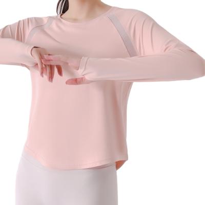 China European and American crew neck breathable thin sports long tops long sleeve women's sports T-sleeve yoga top for women for sale