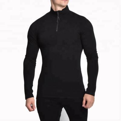 China Wholesale Custom Antibacterial Zipper Waterproof Sports Long Sleeve Gym Slim Fit Men's T-Shirt for sale