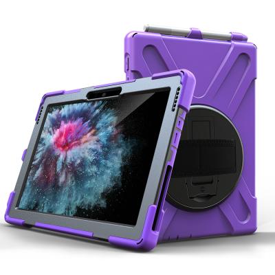 China ROCKY & DOUBLE LAYER STRUCTURE Case For Microsoft Surface Stand Cover 10 Protective Rugged Case With Pen Holder Hand Strap Shoulder Strap for sale