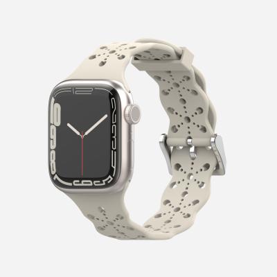 China 2022 New Design Breathable Silicone Sport Lace Hollow-out Thin Thin Soft Band For Apple Watch 7 Series 6 SE 5 4 3 for sale