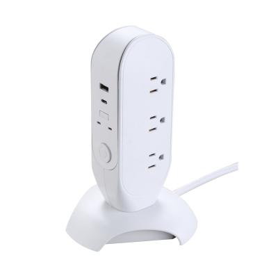 China Power Charging Factory Direct Supplier Widely Spaced Electric Plug 2 Usb 6 Outlets Tower Power Strip for sale