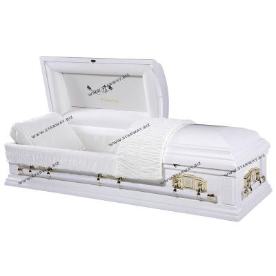 China Wholesale Finished American High Gloss White Solid Poplar Casket STARWAY Casket Style 8823 Solid Poplar Wood Burial Supplies for sale