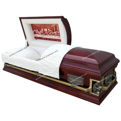 China American Style 8804 New Next Style Starway Wooden Casket Poplar Solid Wood Casket and Last Supper Casket for sale