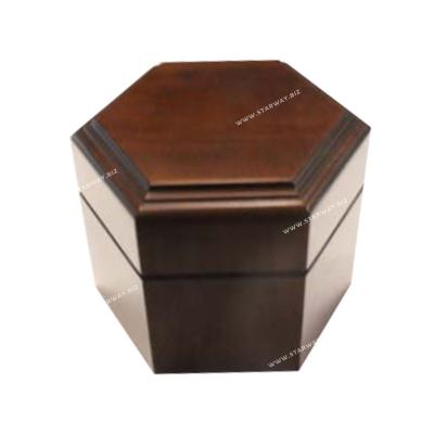 China U1008 Style Beautiful Polygon American Poplar High Quality Solid Wood Human Ashes Adult Cremation Urns for sale