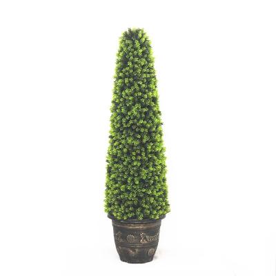 China Wholesale 120CM Artificial Green Plants Artificial Green Outdoor Cone Garden Topiary Tree for sale