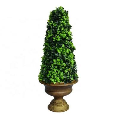 China Wholesale 55cm Artificial Outdoor Plastic Topiary Cone Shaped Tree Garden Artificial Green Plants Bush Bonsai for sale