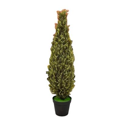 China 1.2M High Quality Plastic Artificial Artificial Tree Outdoor Indoor Decor Artificial Green Garden Tree Cypress Pine Bonsai for sale