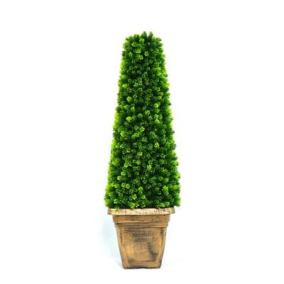 China Artificial Green Garden 4' UV-Resistant Outdoor Cone Shaped Topiary Tree Faux Outdoor Artificial Evergreen Boxwood Trees for sale