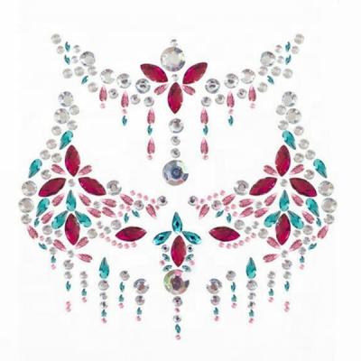 China Temporary Body Jewelery Sticker Breast Jewelry Tattoo Crystal Chest Nipple Sticker Gem Stones Temporary Jewel Tattoo Stickers for sale