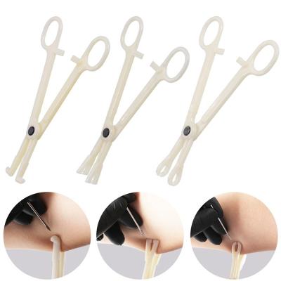 China Wholesale Single Use Disposable Plastic Notched Navel Tattoo Needle Ear Belly Nose Piercing Tools Body Piercing Forceps for sale