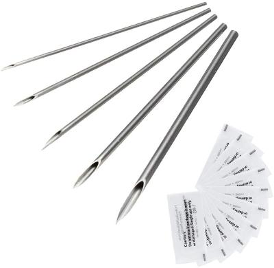 China Body Piercing Tool 12G 14G 16G 18G 20G Disposable Cleaned Piercing Needles Body Supply Kits Ear Nose Navel Permanent Lip Nipple Piercing Needles for sale