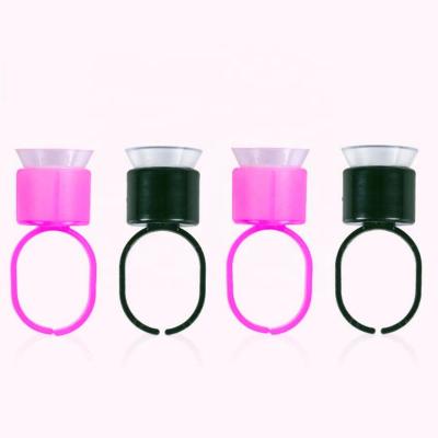 China Sponge Dye Holder Microblading Makeup Ink Dye Holder Ring Black Pink Plastic Tattoo Ink Cup Individual Packing Ring With Sponge for sale