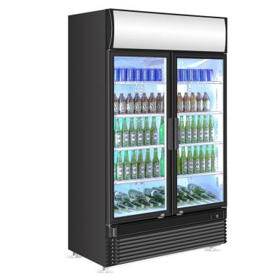 China Single-Temperature Transparent Glass Double Door Commercial Refrigerator for sale