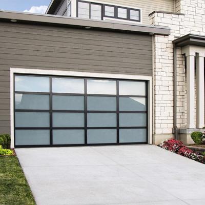 China Modern Design Glass Panel Garage Full Rolling Aluminum Glass Doors for sale