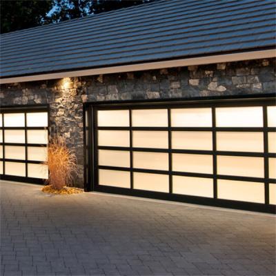 China Modern Tempered Glass Aluminum Overhead Full View Clear Garage Door Prices for sale