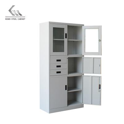 China New Design Steel Filing Cabinet (Other) Adjustable With Swing Door Cabinet Glass Metal Filing Cabinet for sale