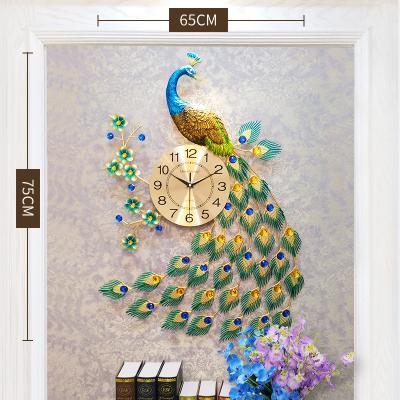 China Antique Style Decoration Fashion Gold Peacock Wall Art Clock for sale