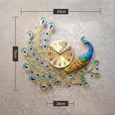 China Living Room Antique Modern Clock Style Mute Wall Charts Peacock Decoration Double Wall Clocks for sale