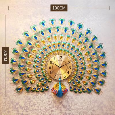 China HOT SALE Metal Home Decor Peacock Antique Style Clocks Large Watch Wall Clock for sale