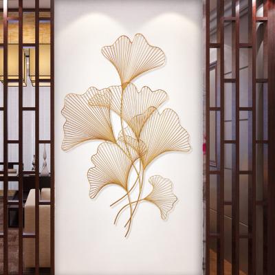 China Minimalist Luxury Home Decoration Gold Room Coffee Rectangle Metal Wall Hanging Living Decor for sale