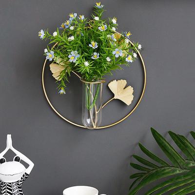 China Free Punch Ornament Minimalist Clear Hydroponic Home Decor Gift Bottle Flower Container Pot Vase Glass Tube Wall Hanging for sale