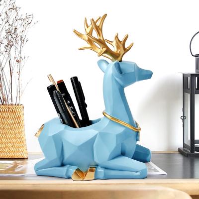 China Storage Organizer Resin Blue Sky Resin Pen Holder Home Desk Organizer Holder Desk Pen Holder For Promotion for sale