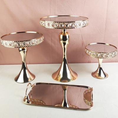 China Nordic Ins Hot Sale 3 Tier Wedding Gold Crystal Cake Stand for sale