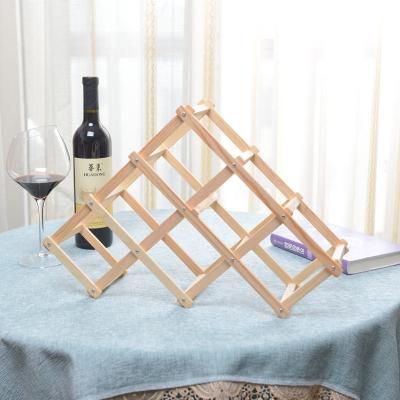 China Collapsible Bamboo Wine Rack 10 Wine Bottle Holder Foldable Display Rack for sale