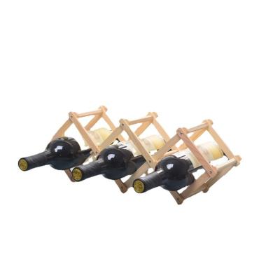 China Hot Sales Collapsible Pine Factory Solid Wood Folding Wine Rack Creative Wooden Display Rack for sale