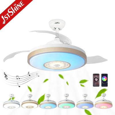 China 1stshine Home Multi Color Night Light AC Motor Ceiling Fan Foldable With Hidden Blades for sale