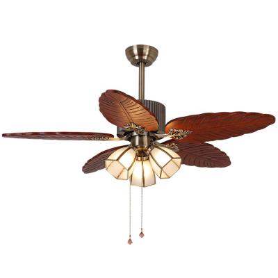 China With 1stshine 220v intelligent solid wood ceiling fan universal remote control lightweight high quality similar palm leaf for sale