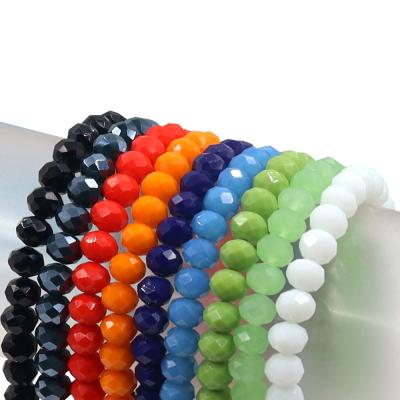 China Crystal Stock For Sale Solid Color Flat Round Beads 8x6mm Glass Crystal Beads For Jewelry Making for sale