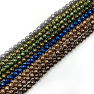 China Almost similar as real treasures glass beads factories stock for sale wholesale new arrivals high quality glass beads 8mm glitter beads with metal effect for sale