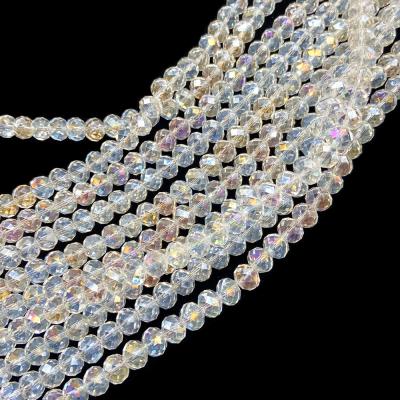 China Stock of High Quality and Competitive Price 10X8MM for Sale ab Color Clear Crystal Rondelle Beads Faceted Loose Glass Beads for Diy Jewelry Making for sale