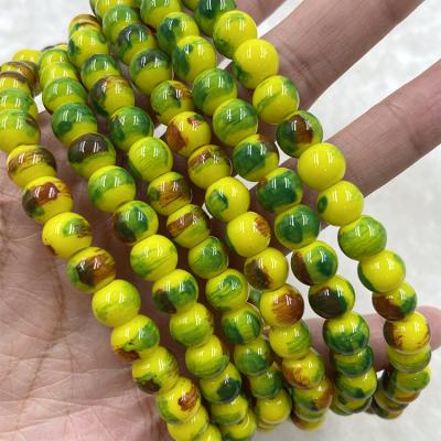 China Almost Similar As Real Treasures New Design 8mm Yellow Picture Beads Glass Beads For Dresses for sale