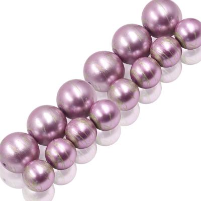 China High quality and competitive price stock 14mm 18mm for sale factory new design highlight pearl glass beads with silver or gold lines for jewelry making for sale